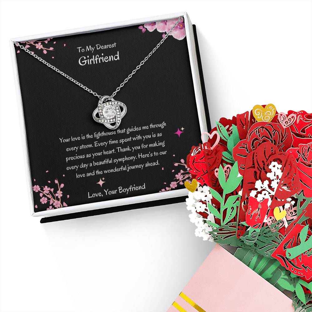 Romantic Gift | Love Knot Necklace + Flower Bouquet for Her - SOUVMOUR