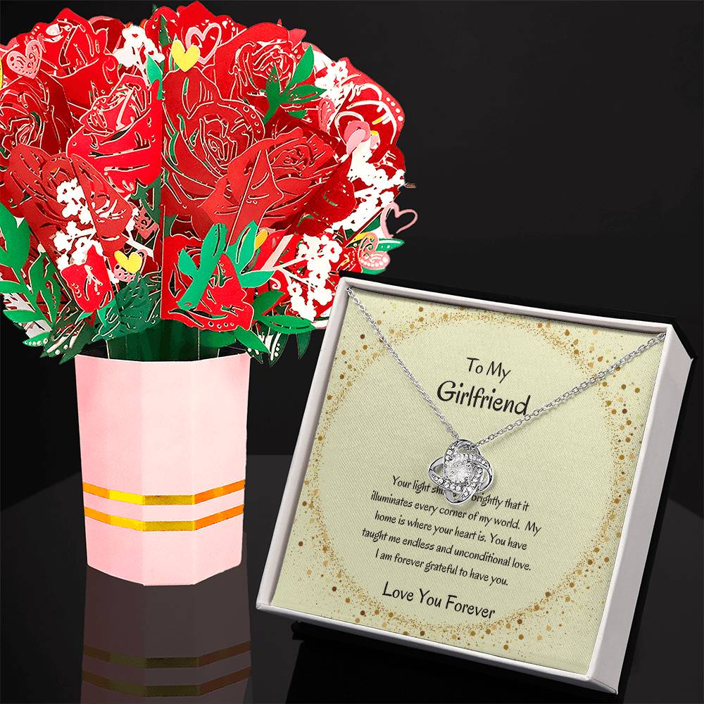 Gift for Her | Love Knot Necklace and Flower Bouquet Bundle - SOUVMOUR