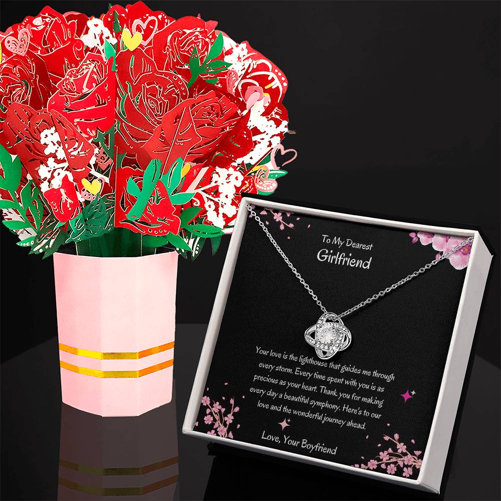 Romantic Gift | Love Knot Necklace + Flower Bouquet for Her - SOUVMOUR