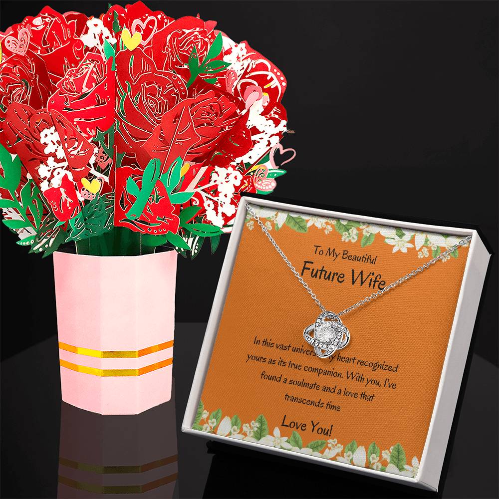 Love Knot Necklace & Floral Bouquet | Beautiful Gift Bundle for Her - SOUVMOUR