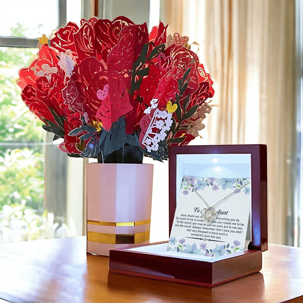 To My Amazing Aunt Heartfelt Necklace and Flower Bouquet Gift Bundle | With Deepest Gratitude - SOUVMOUR