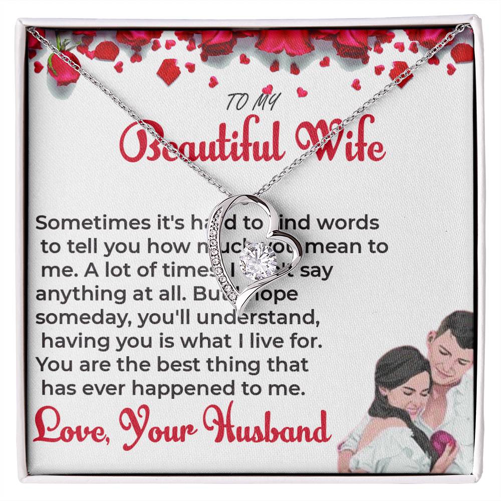 To My Beautiful Wife - Forever Love Necklace & Flower Bouquet Bundle Gift For Wife, For Soulmate