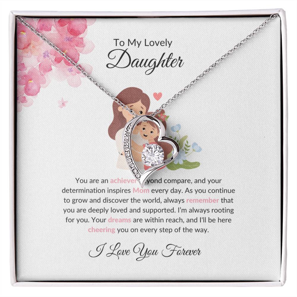 To My Lovely & Beautiful Daughter – Stunning Forever Love Necklace & Elegant Flower Bouquet Bundle