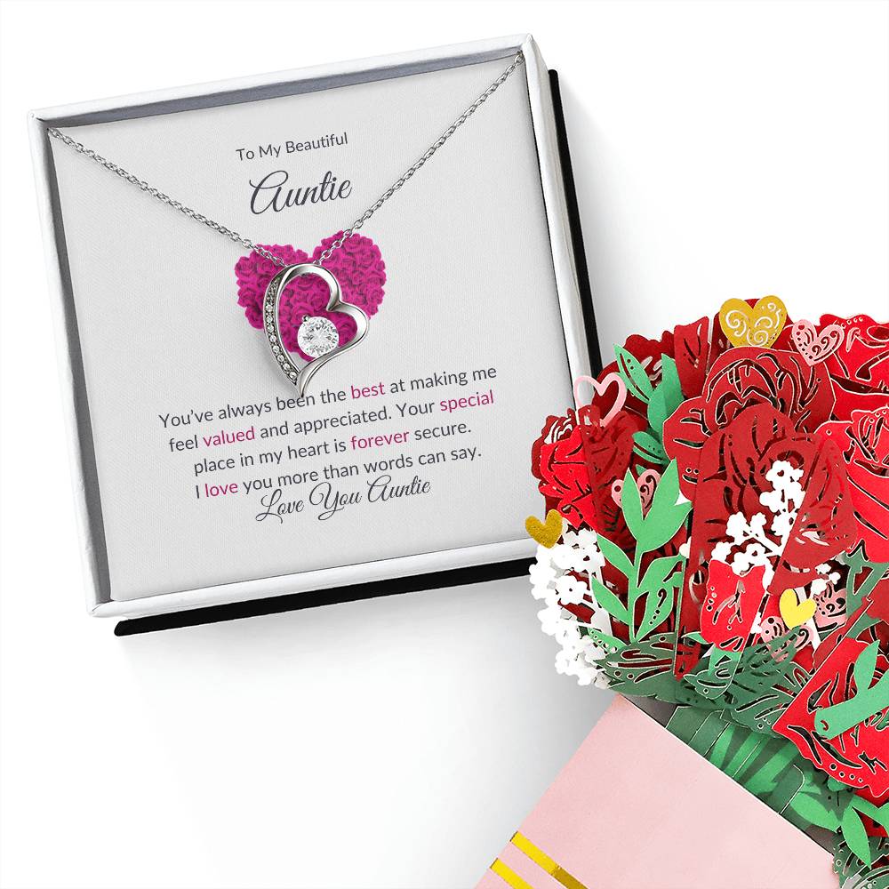 Classic Forever Love Knot Necklace and Lovely Flower Bouquet Gift Set For Special Aunt - SOUVMOUR