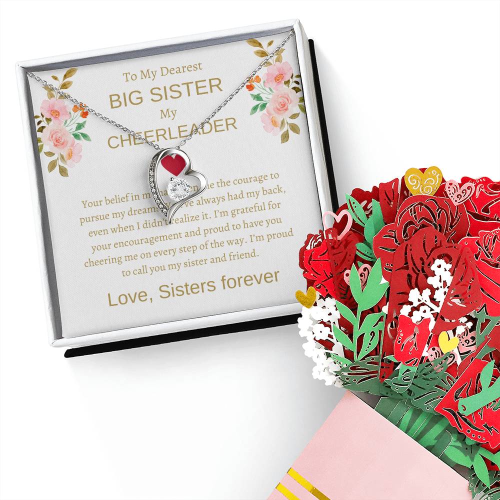 To My Dearest Big Sister – Forever Love Necklace & Flower Bouquet | A Precious Gift of Love and Gratitude