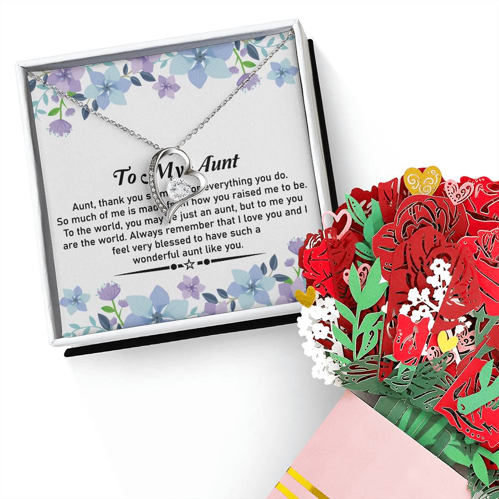 To My Special Aunt Appreciative Necklace and Flower Bouquet Gift Set - SOUVMOUR