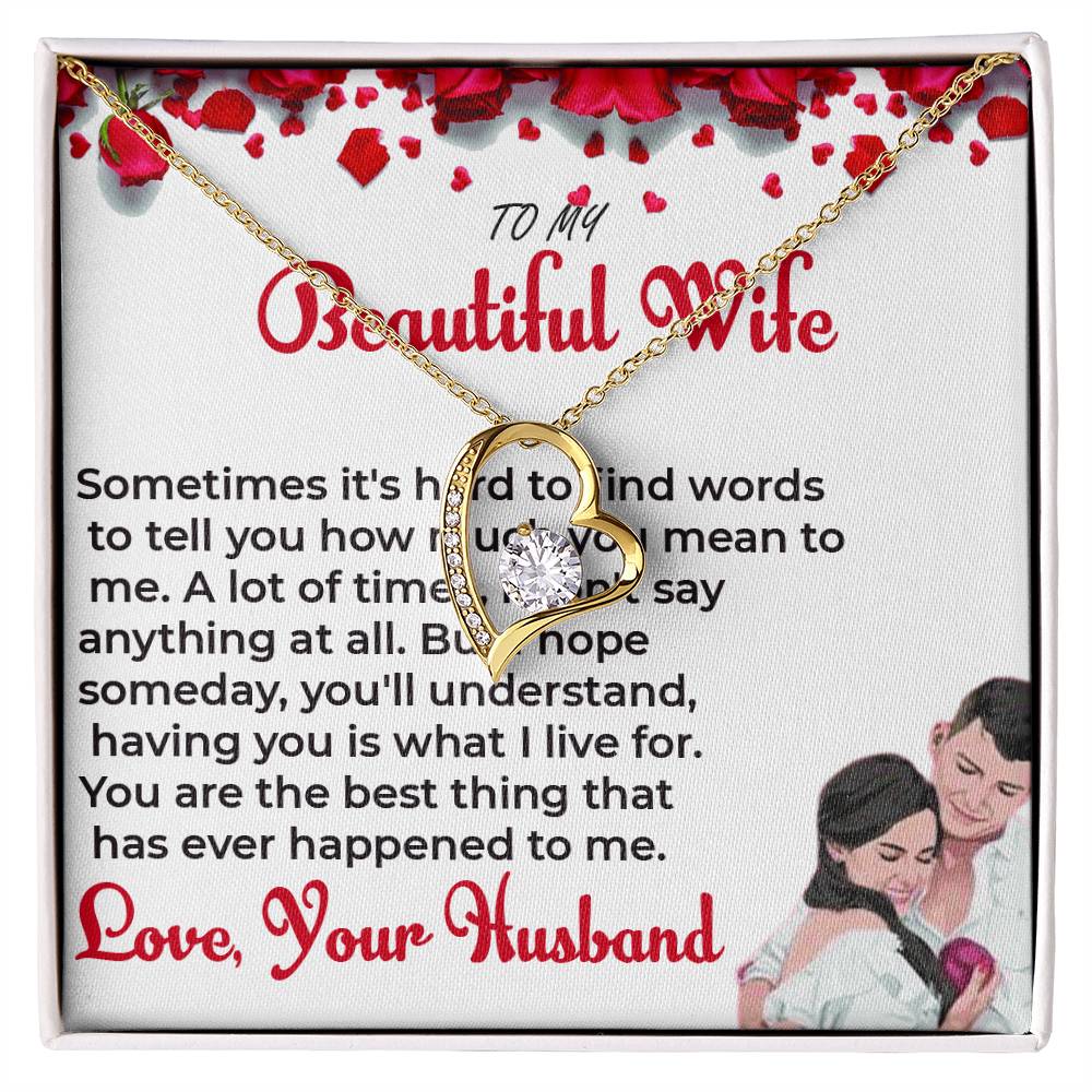 To My Beautiful Wife - Forever Love Necklace & Flower Bouquet Bundle Gift For Wife, For Soulmate