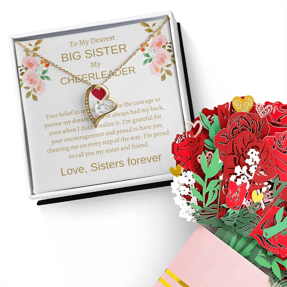 To My Dearest Big Sister – Forever Love Necklace & Flower Bouquet | A Precious Gift of Love and Gratitude