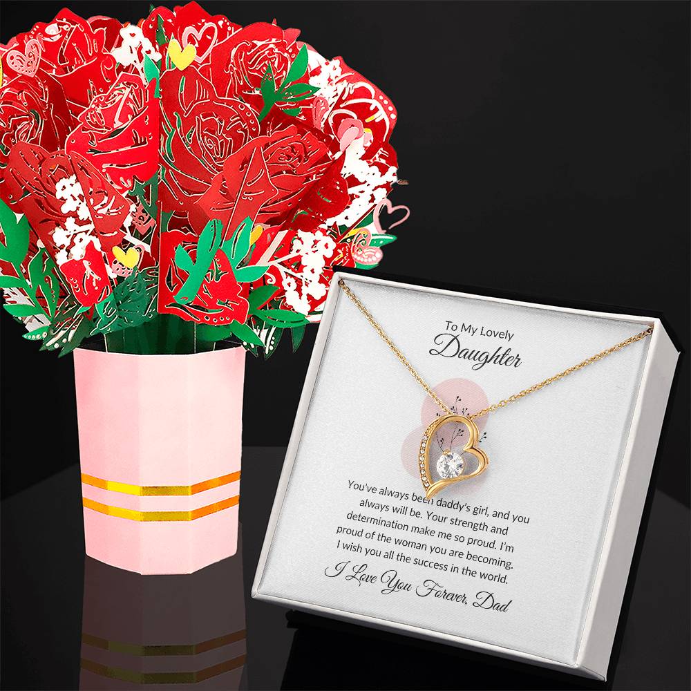 To My Lovely Daughter – Gorgeous Forever Love Necklace & Charming Flower Bouquet Gift