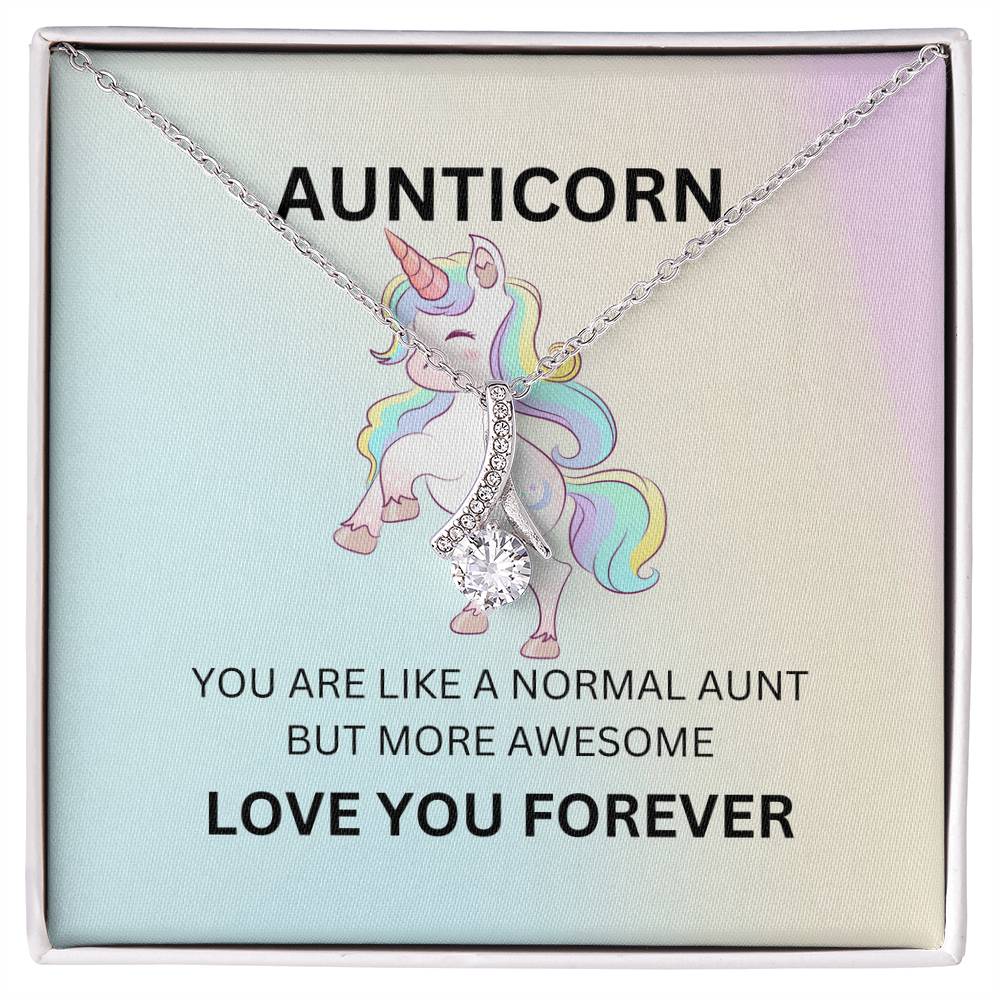 To My Aunticorn Aunt Necklace Gift Cute Unicorn Necklace and Flower Bouquet Bundle | With a Touch of Fun and Gratitude - SOUVMOUR