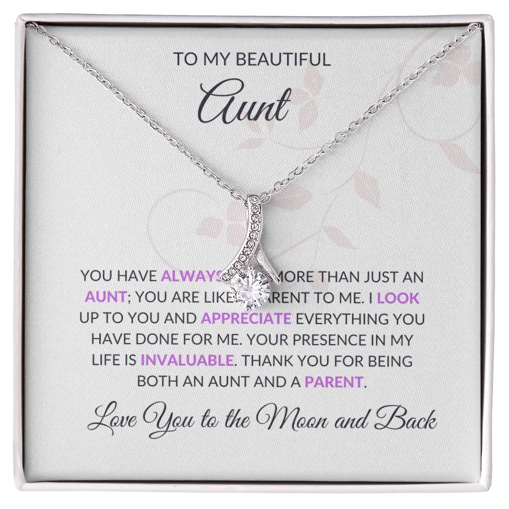 To My Beautiful Aunt Necklace – Elegant Alluring Beauty Necklace and Flower Bouquet Bundle | With Heartfelt Thanks - SOUVMOUR
