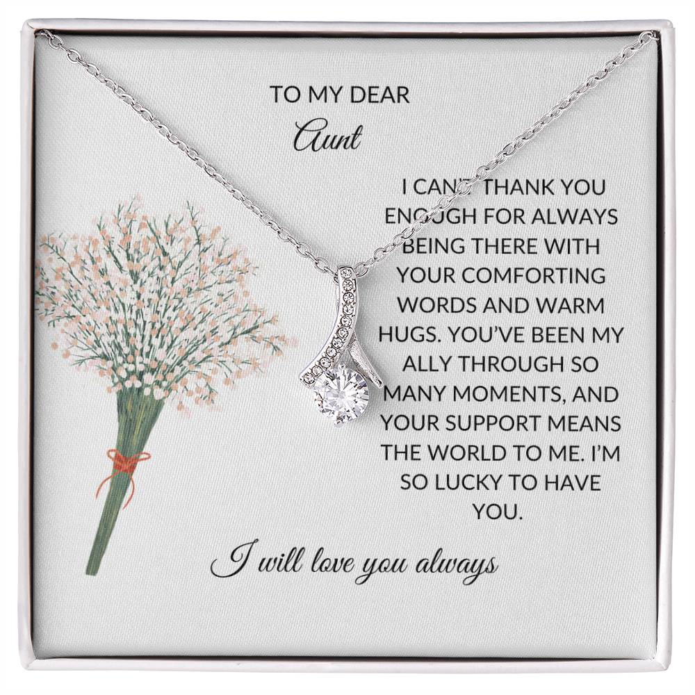 To My Dear Aunt Necklace – Charming Alluring Beauty Necklace and Flower Bouquet Bundle | Grateful Gift For Aunt - SOUVMOUR