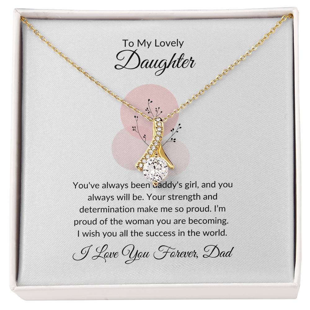 To My Lovely Daughter – Elegant Sweet Beauty Necklace & Flower Bouquet Gift