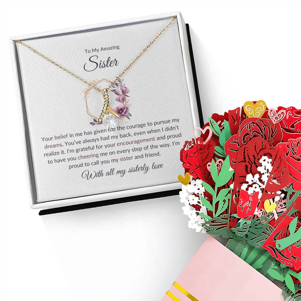 For My Amazing Sister – Beauty Necklace & Flower Bouquet | A Beautiful Token for Sisterly Love
