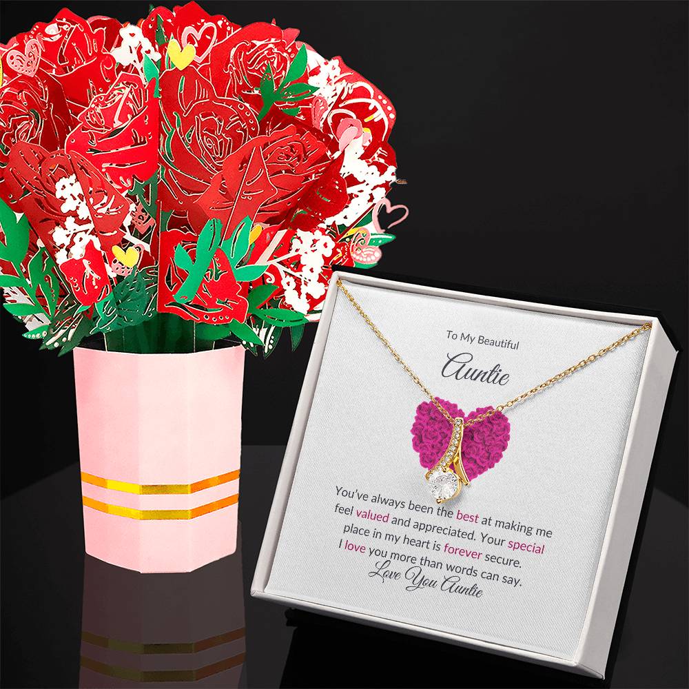 Charming Alluring Beauty Necklace and Flower Bouquet Bundle | Thoughtful Gift for Aunt - SOUVMOUR