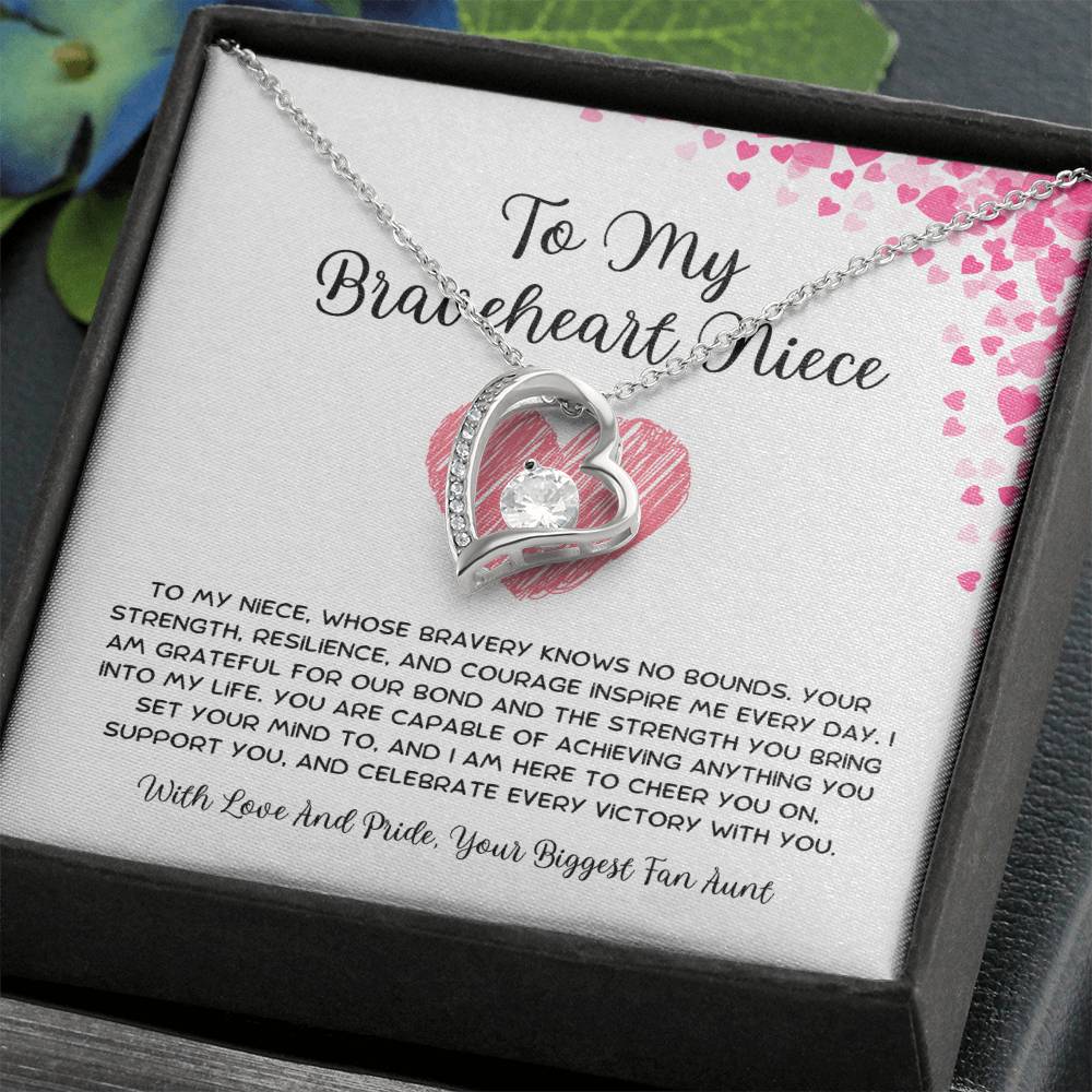 To My Braveheart Niece - From Aunt to Niece Forever Love Necklace - SOUVMOUR
