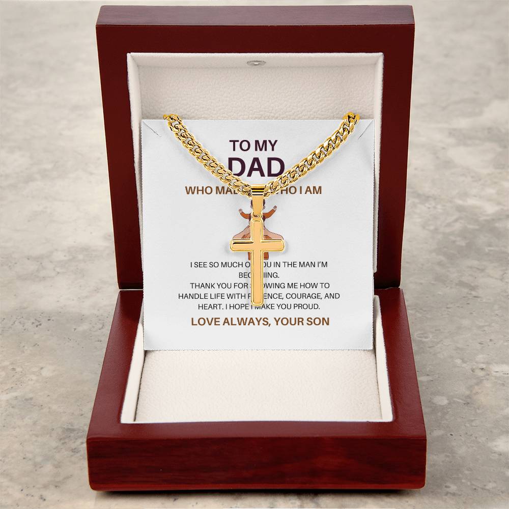 Personalized Cross & Cuban Link Chain for Dad – To My Dad Necklace from Son