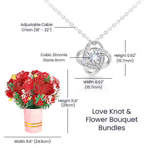 Love Knot Necklace + Flower Bouquet Bundle | Perfect Gift for Her - SOUVMOUR