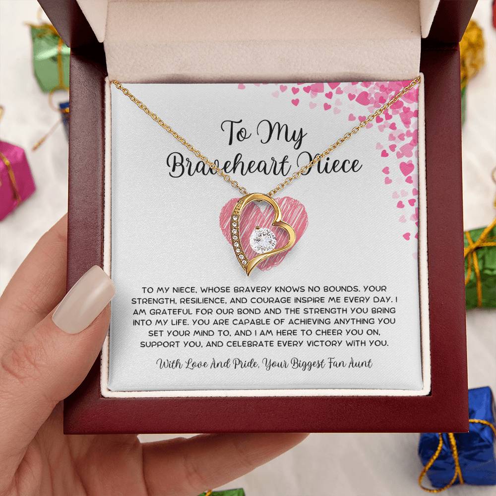 To My Braveheart Niece - From Aunt to Niece Forever Love Necklace - SOUVMOUR