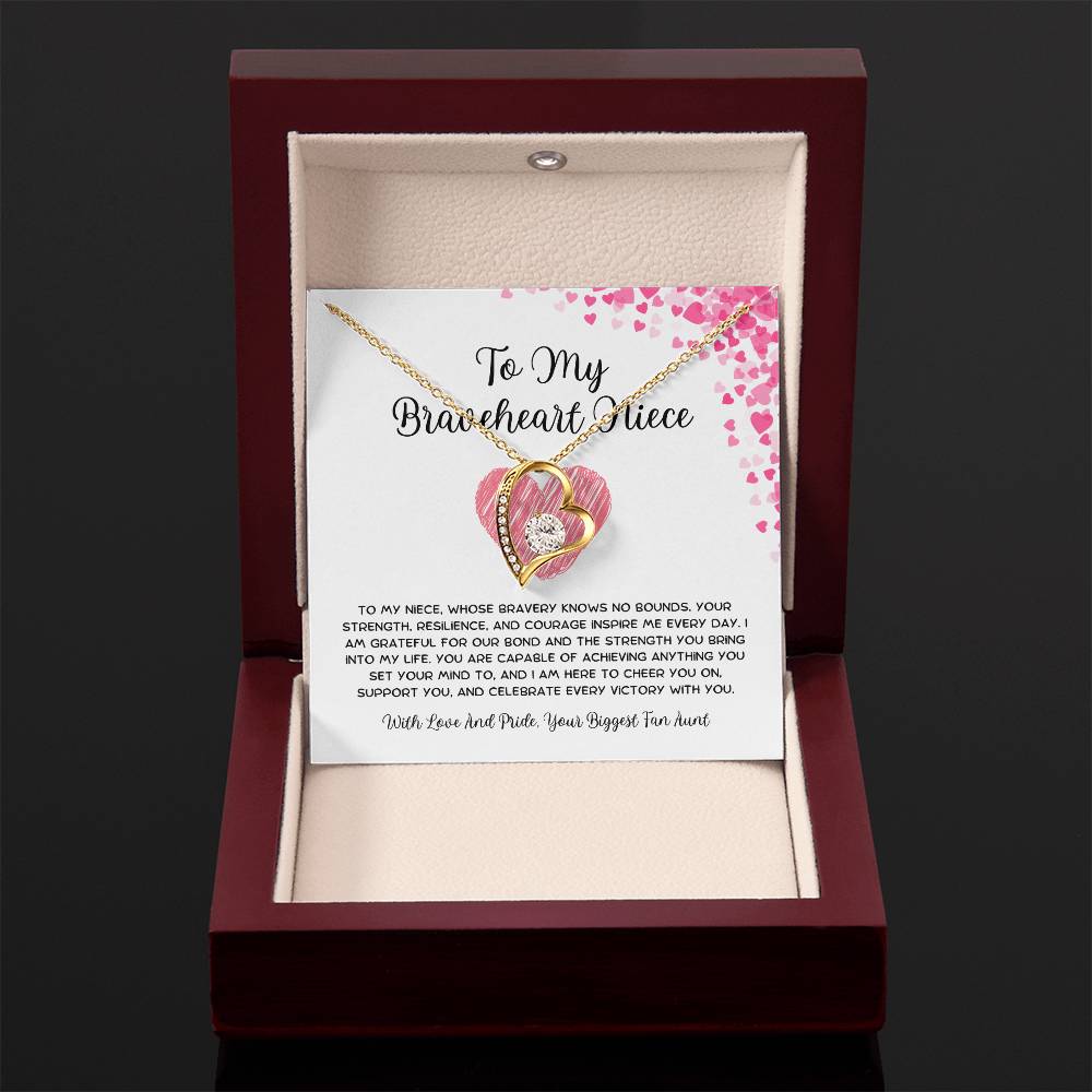 To My Braveheart Niece - From Aunt to Niece Forever Love Necklace - SOUVMOUR
