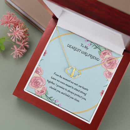 To My Girlfriend Necklace Gift | Stunning Gold Heart Pendant Necklace for Girlfriend - SOUVMOUR
