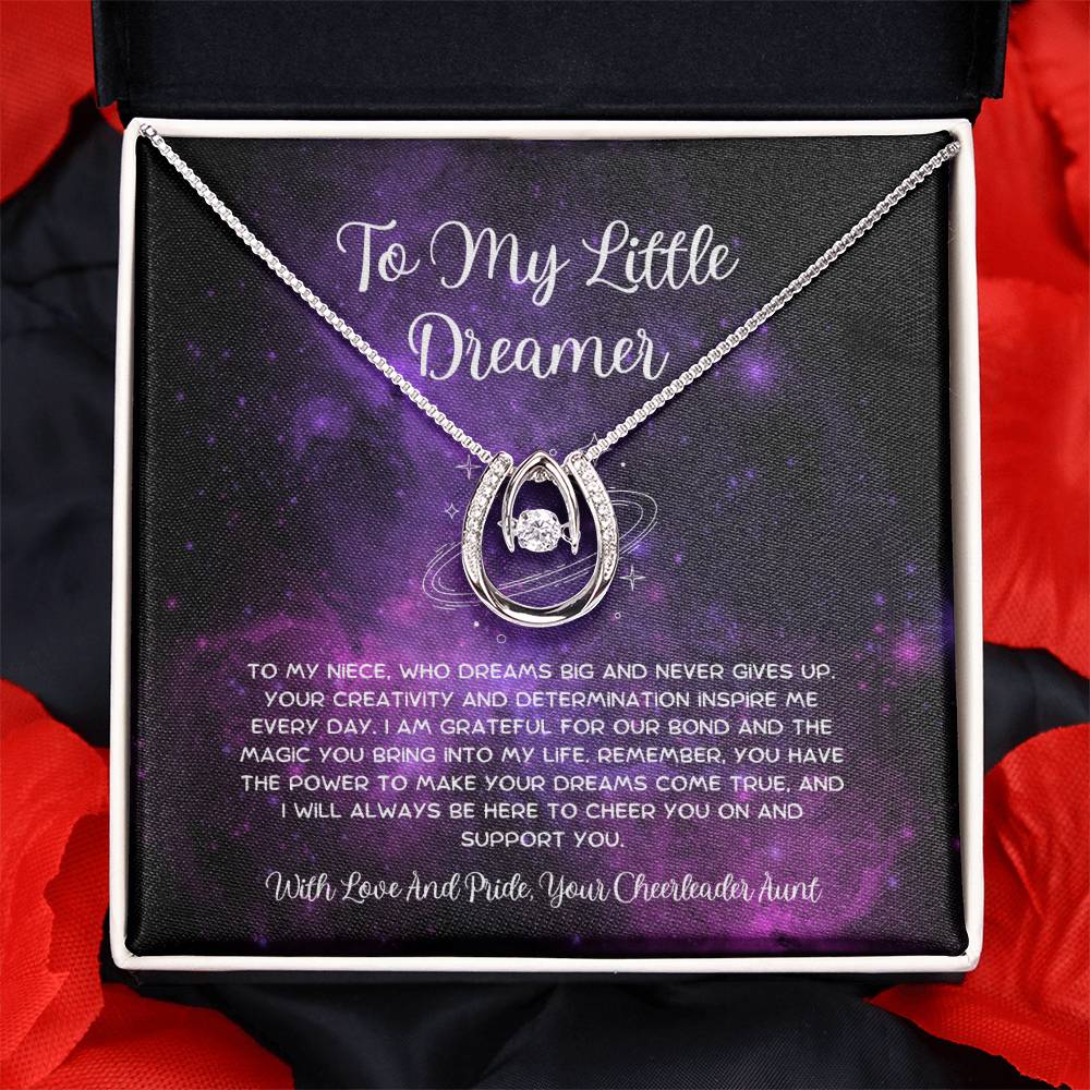 To My Little Dreamer - From Aunt to Niece Lucky In Love Necklace - SOUVMOUR
