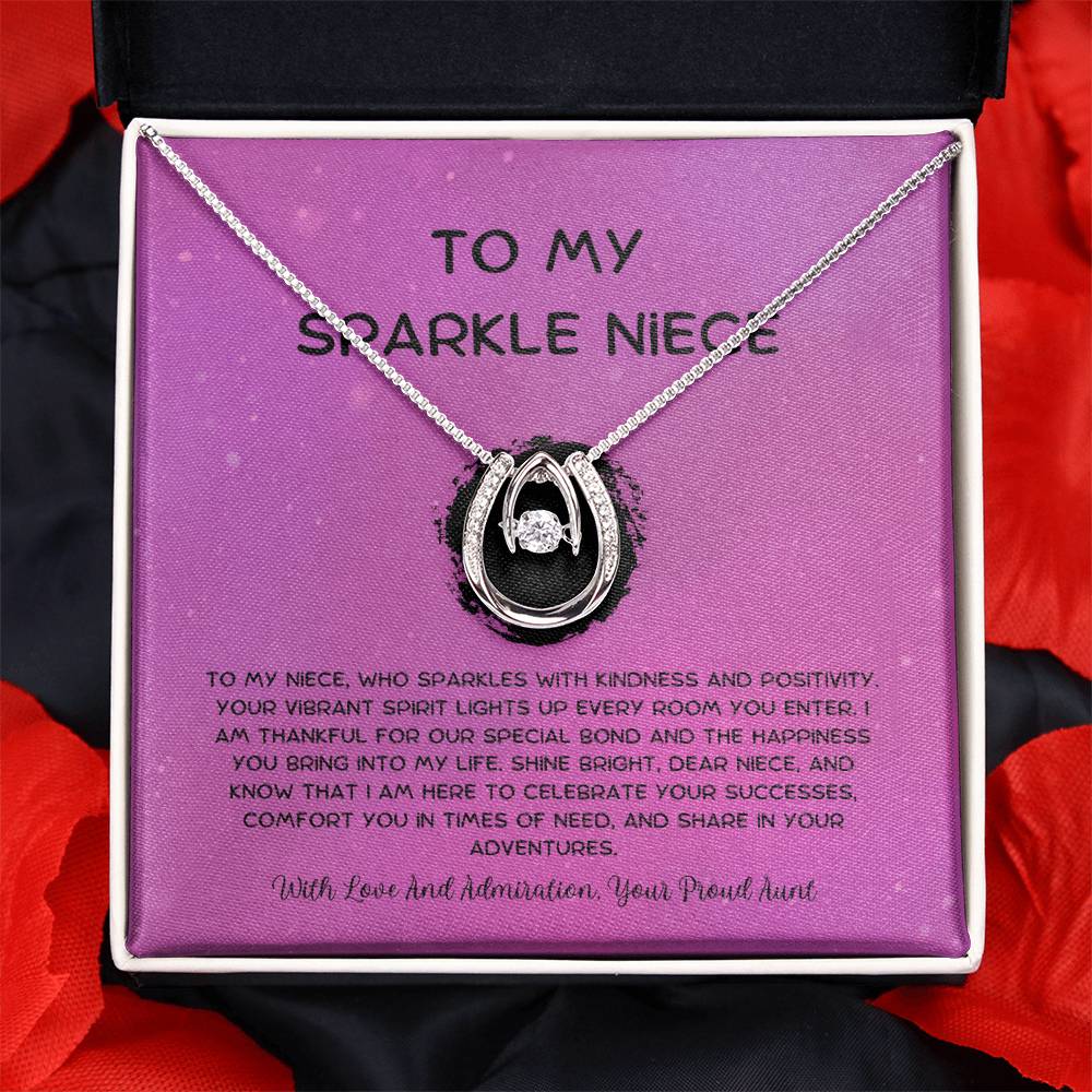 To My Sparkle Niece - From Aunt to Niece Lucky In Love Necklace - SOUVMOUR