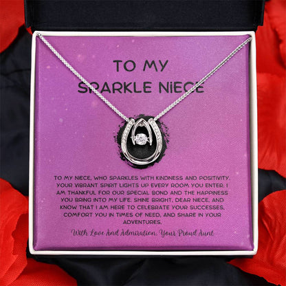 To My Sparkle Niece - From Aunt to Niece Lucky In Love Necklace - SOUVMOUR