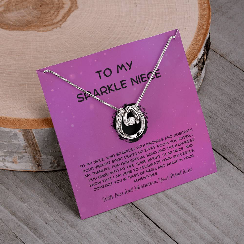 To My Sparkle Niece - From Aunt to Niece Lucky In Love Necklace - SOUVMOUR