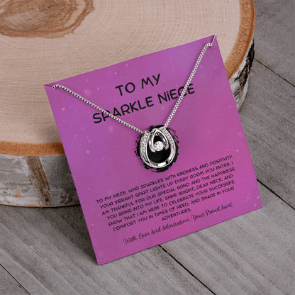 To My Sparkle Niece - From Aunt to Niece Lucky In Love Necklace - SOUVMOUR