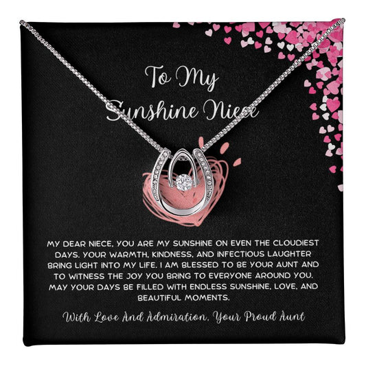 To My Sunshine Niece - From Aunt to Niece Lucky In Love Necklace - SOUVMOUR