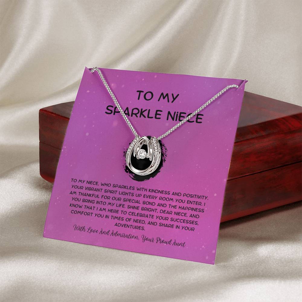 To My Sparkle Niece - From Aunt to Niece Lucky In Love Necklace - SOUVMOUR