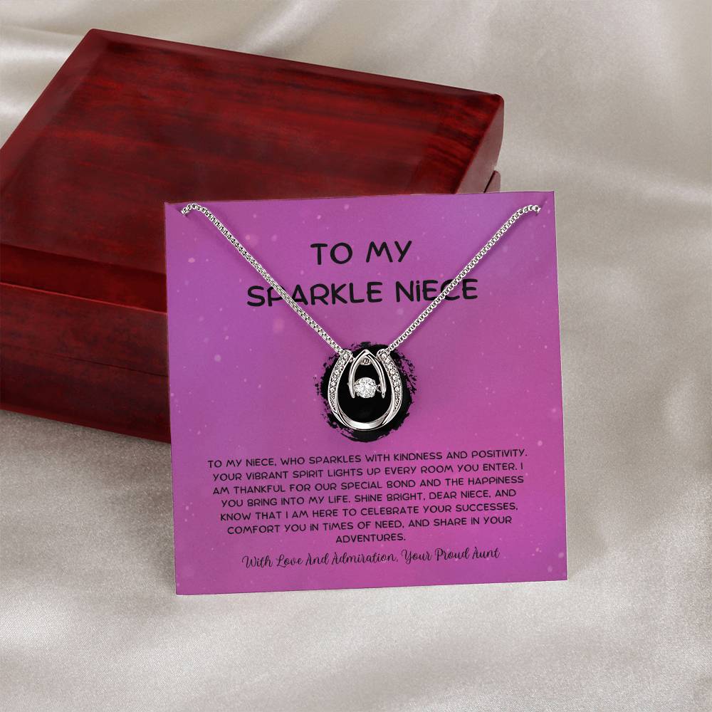 To My Sparkle Niece - From Aunt to Niece Lucky In Love Necklace - SOUVMOUR