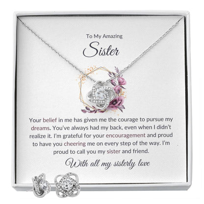 To My Amazing Sister - Love Knot Earring & Necklace Set | Timeless Gift