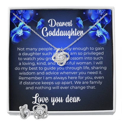 Love Knot Necklace & Earring Set | To My Dearest Goddaughter | A Gift of Endless Love and Support | Goddaughter Gift