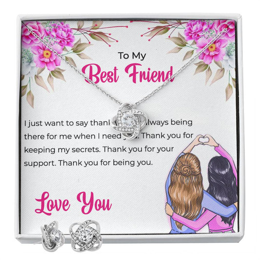 To My Amazing Best Friend  Necklace and Earrings Set - Appreciation Necklace Gift For Bestie