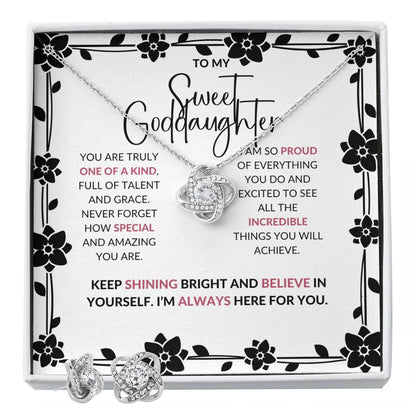 Love Knot Necklace & Earring Set | To My Sweet Goddaughter | A Timeless Reminder of Our Bond | Goddaughter Gift