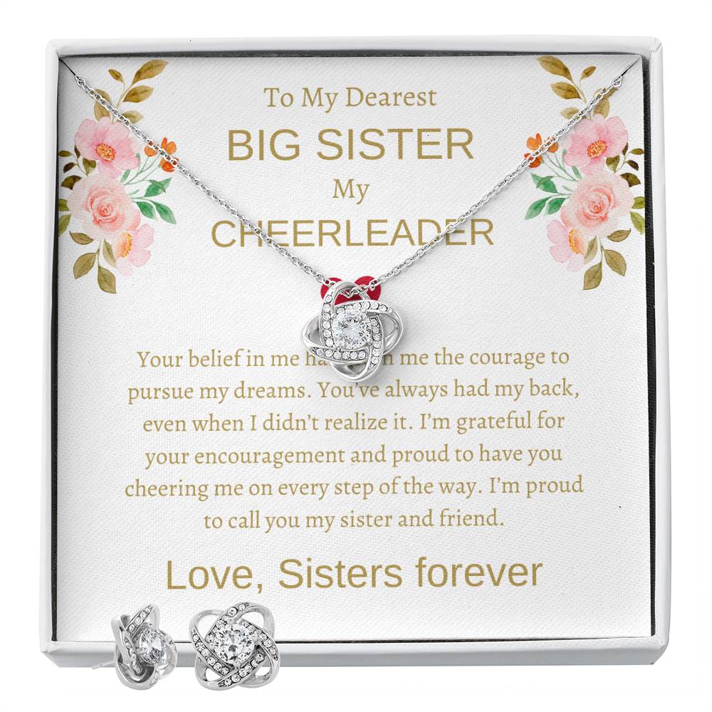 To My Big Sister - Love Knot Earring & Necklace Bundle | Special Sister Gift