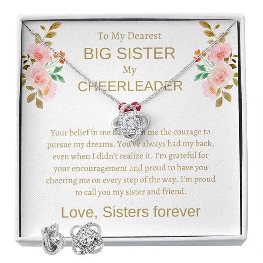 To My Big Sister - Love Knot Earring & Necklace Bundle | Special Sister Gift