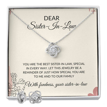 To My Dear Sister-in-Law | Love Knot Necklace & Earring Set | Gift for Sister-in-Law