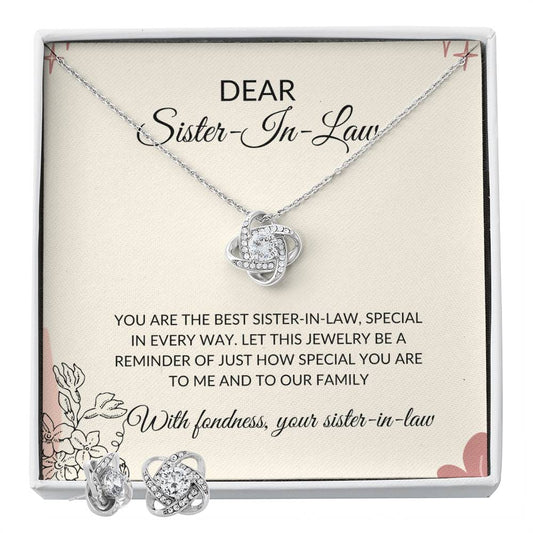 To My Dear Sister-in-Law | Love Knot Necklace & Earring Set | Gift for Sister-in-Law
