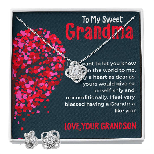 To My Sweet Grandma | Timeless Love Knot Necklace Gift from Grandson | Gift for Grandma