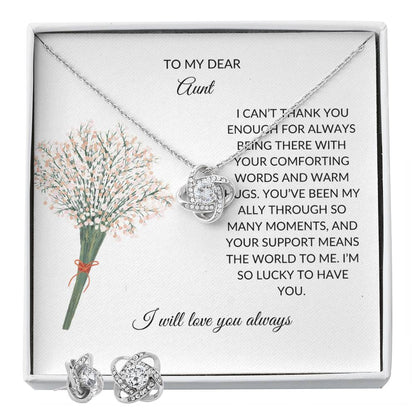 Beautiful Love Knot Necklace and Earring Set – A Memorable Gift for Your Wonderful Aunt - SOUVMOUR