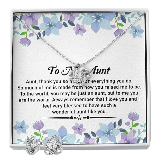 Love Knot Necklace and Earring Set – Ideal for Gifting to Your Cherished Aunt - SOUVMOUR