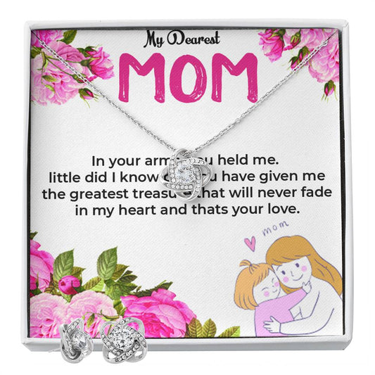 To My Dearest Mom | Elegant Love Knot Jewelry Set with Earrings