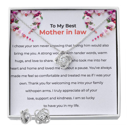To the Best Mother-in-law | Love Knot Necklace & Earring Set | Cherished Mother-in-law Gift
