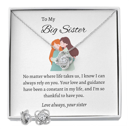To My Big Sister - Love Knot Earring & Necklace Set | Cherished Bond Gift For Sister
