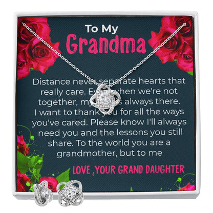 To My Grandma | Elegant Love Knot Necklace Gift from Granddaughter | Gift for Grandma