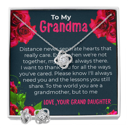 To My Grandma | Elegant Love Knot Necklace Gift from Granddaughter | Gift for Grandma