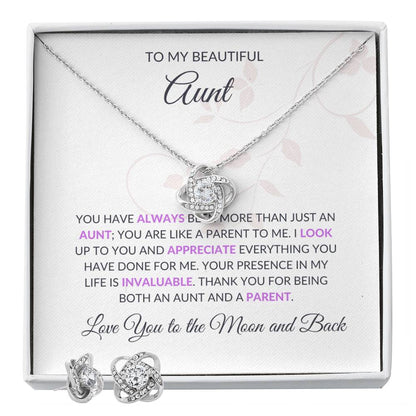 Beautiful Love Knot Necklace and Earring Set | A Special Jewelry Gift for Aunt - SOUVMOUR